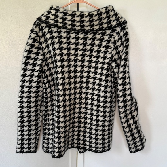 Ellen Tracy Houndstooth Wool Blend Cardigan, Black/White, OS - Picture 3 of 3